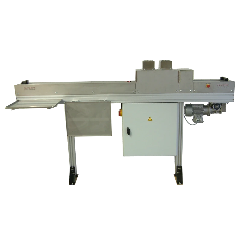 Infrarot zum Trocknen der Farbe am Ende des Druckprozesses.